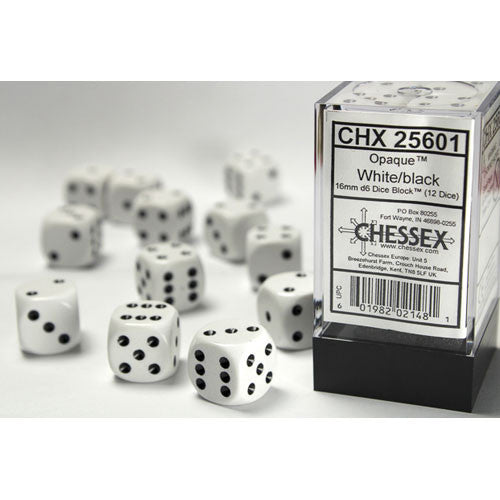 Chessex: Opaque White/Black 16mm