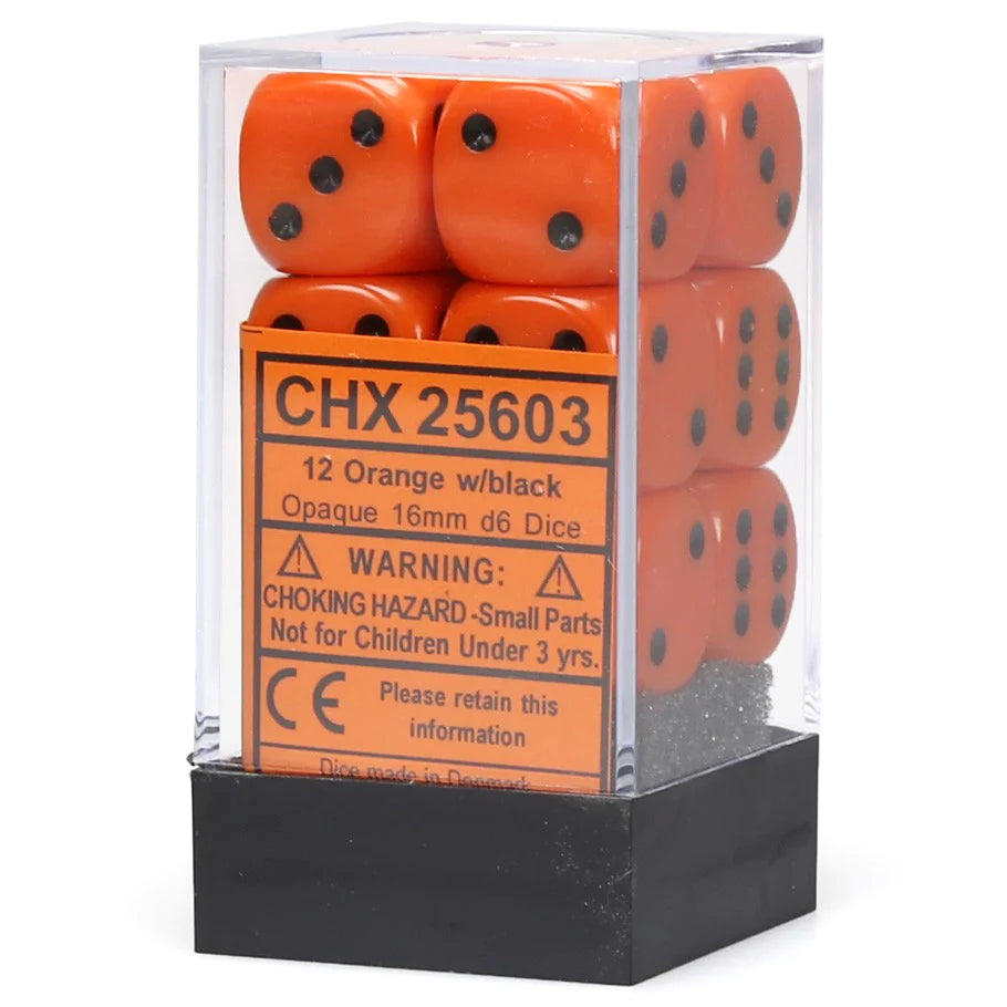 Chessex: Opaque Orange/Black 16mm