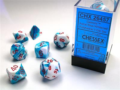 Chessex: Gemini Astral Blue-White/Red 7 Die Set