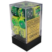 Chessex: Gemini Green Yellow / Silver 16mm