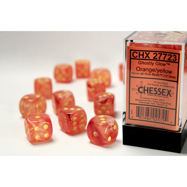 Chessex: Ghostly Glow Orange/Yellow 16mm